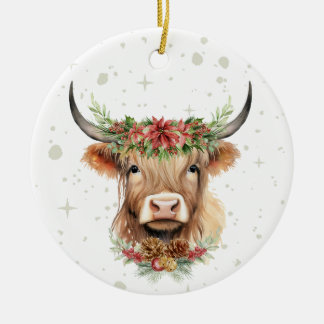 Enfeites de natal de Vaca Highland Personalizado
