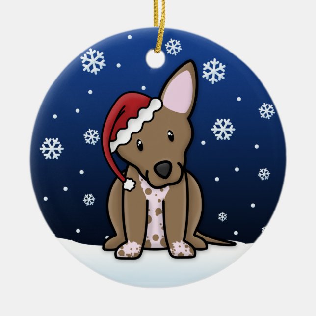 Enfeites de natal de Xoloitzcuintli dos desenhos (Frente)