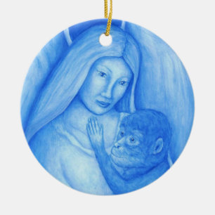 Enfeites de natal do anjo azul e do macaco
