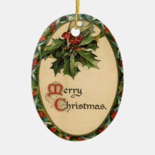 Enfeites de natal do azevinho do vintage