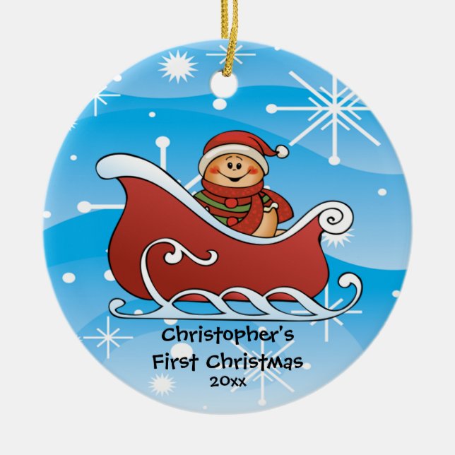 Enfeites de natal do bebê do trenó da neve os (Frente)