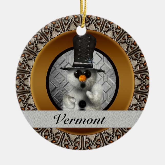 Enfeites de natal do boneco de neve de Vermont (Frente)