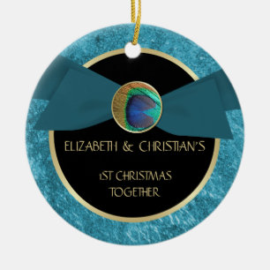 Enfeites de natal do botão da pena do pavão øs