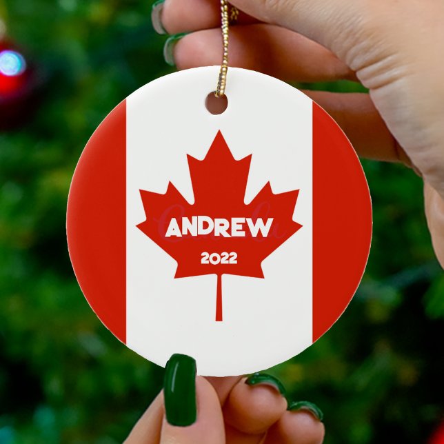 Enfeites de natal do Canadá para canadenses (Canada Canadian Flag Christmas Ornament)