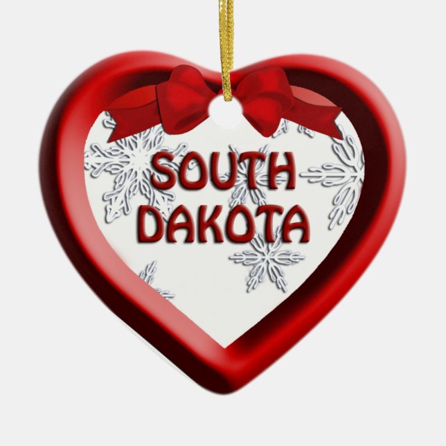 Enfeites de natal do Coração Snowflake da Dakota d (Frente)