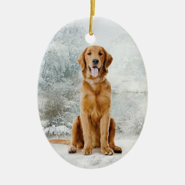 Enfeites de natal do golden retriever (Frente)