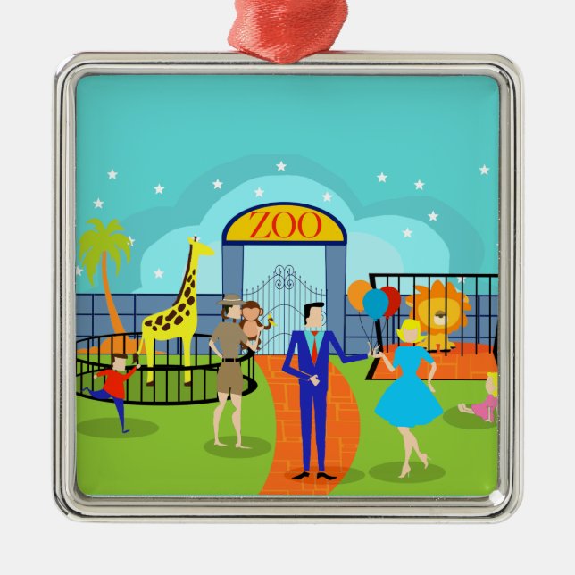 Enfeites de natal do jardim zoológico do vintage (Frente)