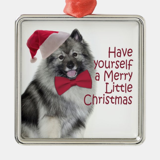 Enfeites de natal do Keeshond do papai noel (Frente)