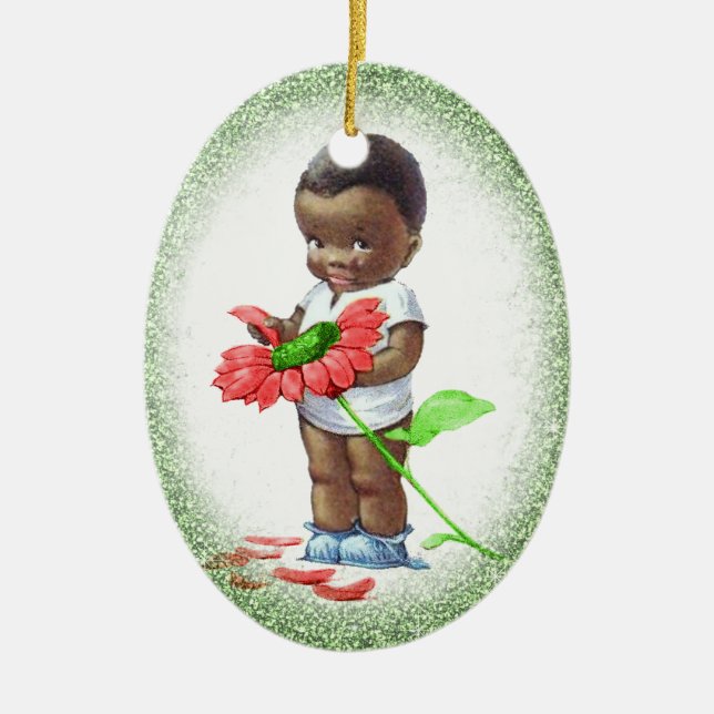 Enfeites de natal do menino do afro-americano do (Frente)