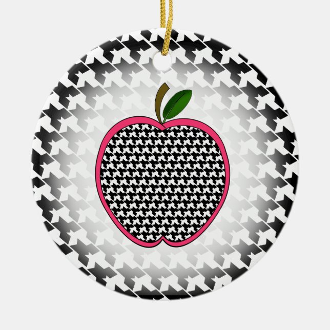 Enfeites de natal do professor - Houndstooth Apple (Frente)