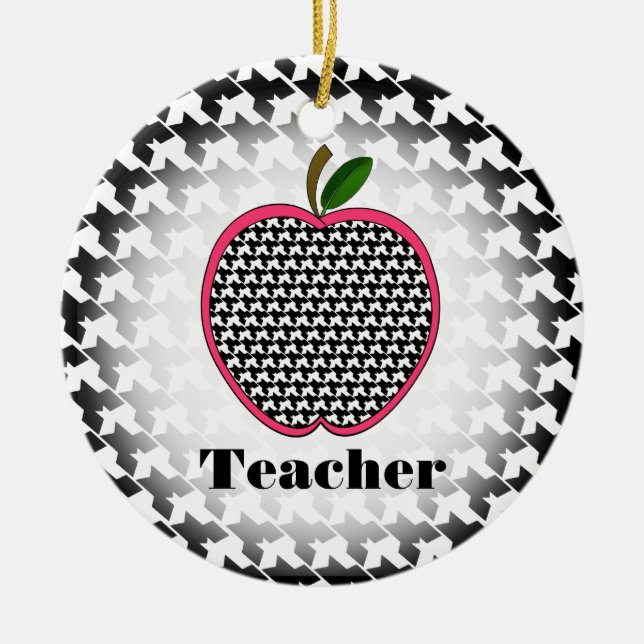 Enfeites de natal do professor - Houndstooth Apple (Frente)