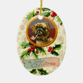 Enfeites de natal do Pug do vintage