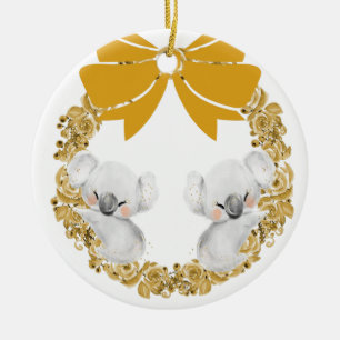 Enfeites de natal do Urso Koala e Faux Dourado Wre