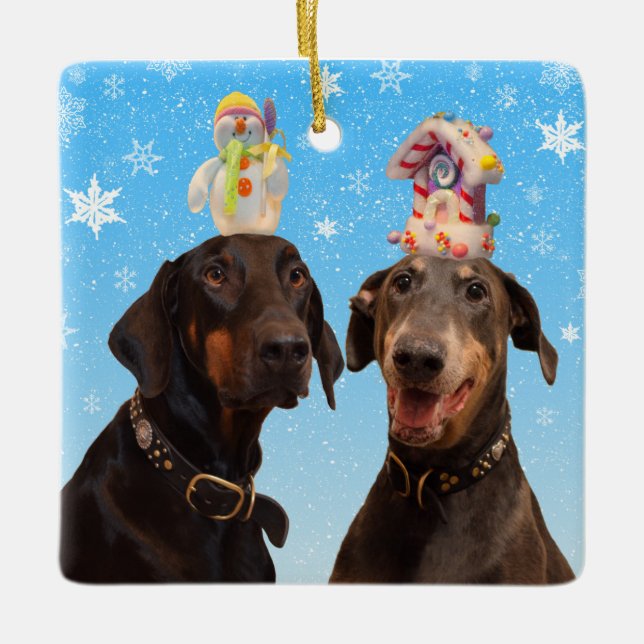 Enfeites de natal Dobermans engraçado (Frente)