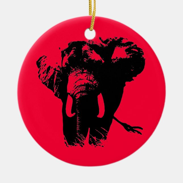 Enfeites de natal Elefante de Pop Vermelha (Frente)