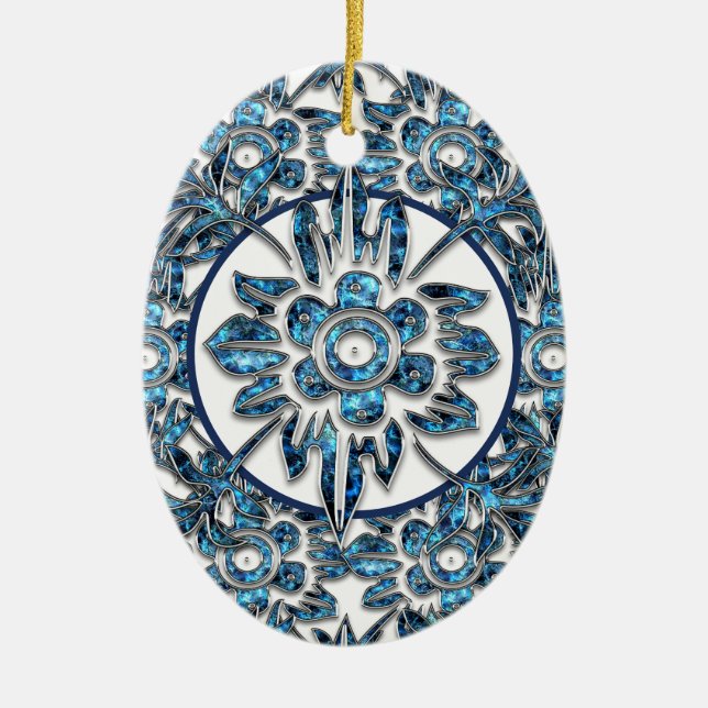 Enfeites de natal Elegante de Cristal Azul e Branc (Frente)