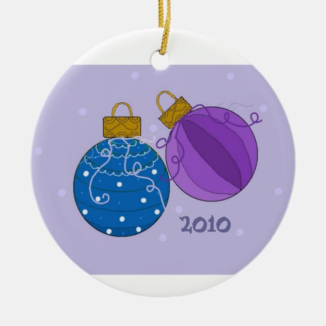 Enfeites de Natal em Azul e Roxo (Frente)