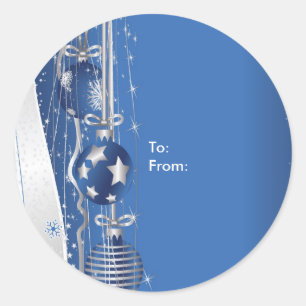Enfeites de natal Em Etiquetas De Presente Azul