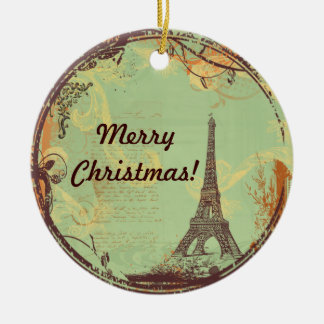 Enfeites de natal em Torre Eiffel em Verde