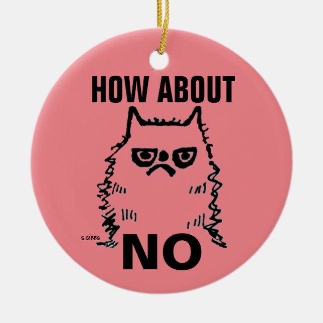 Enfeites de natal engraçado de gato ranzinza, que  (Frente)
