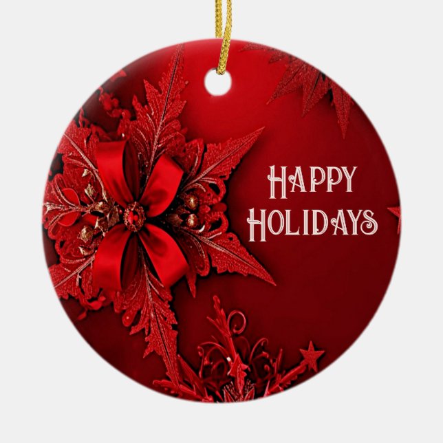 Enfeites de natal Feriado Floral da Faixa Vermelha (Frente)