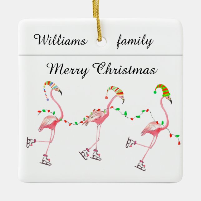 enfeites de natal Flamingos monograma (Frente)