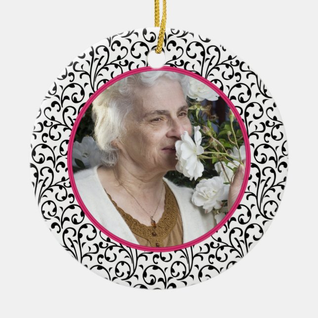Enfeites de natal Fotográfico Memorial Chic Floral (Frente)