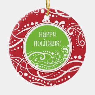 Enfeites de natal Funky Red & Green Swirl