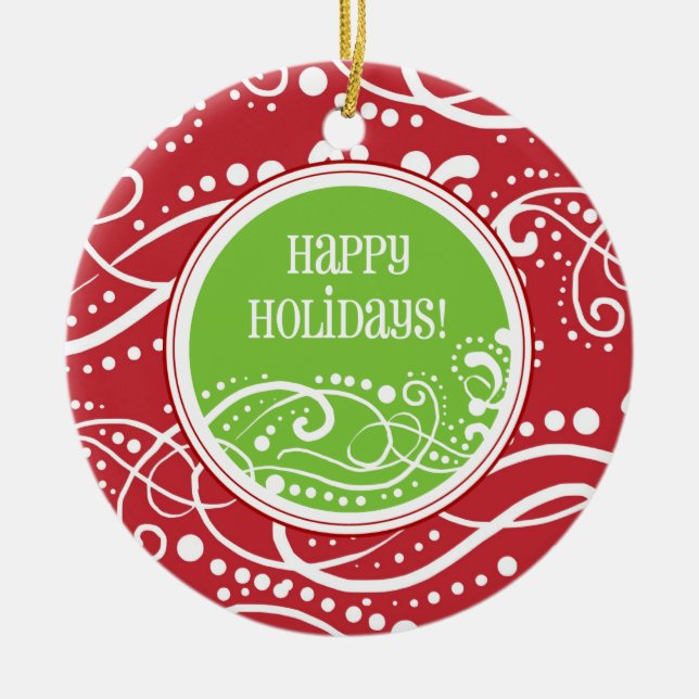 Enfeites de natal Funky Red & Green Swirl (Frente)