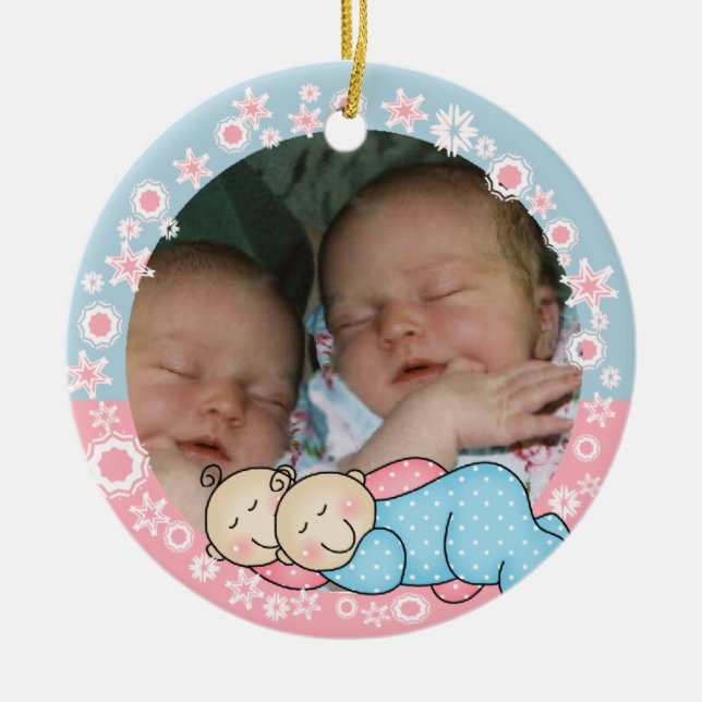 Enfeites de natal gêmeos do menino e da menina øs (Frente)