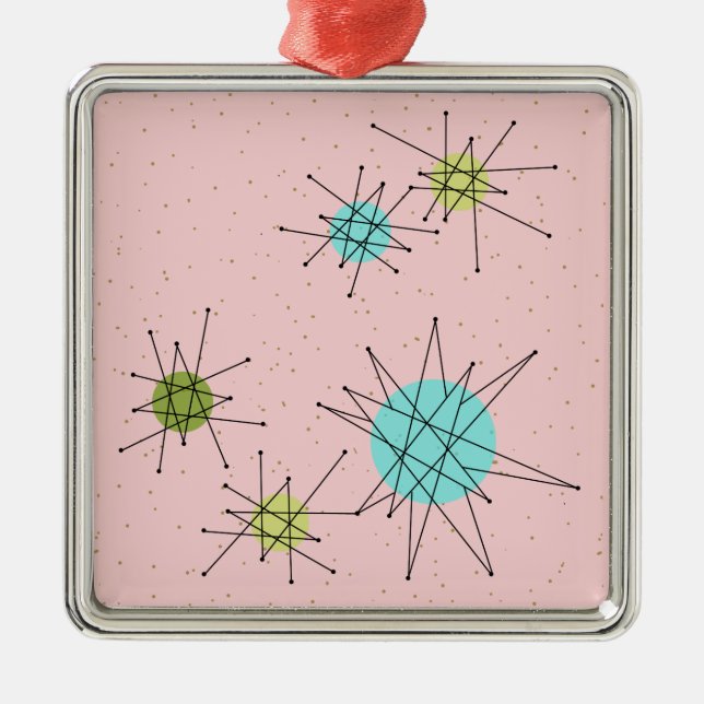 Enfeites de natal Icônico Rosa de Impulsos Atômico (Frente)