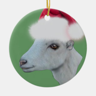 Enfeites de natal LaMancha Goat Santa Hat