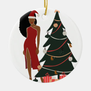 Enfeites de natal Leo Zodiac, Mulher Negra