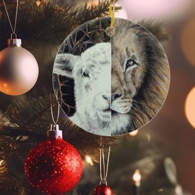 Enfeites de natal Lion e Lamb personalizável (Criador carregado)