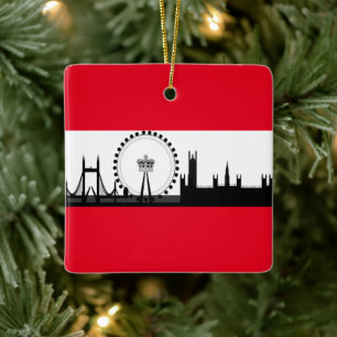 Enfeites de natal London Eye City Skyline England