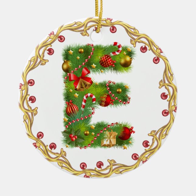 enfeites de natal monogrammed iniciais de E - (Frente)