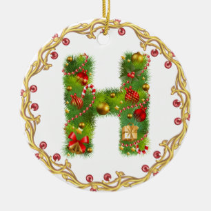 enfeites de natal monogrammed iniciais de H -