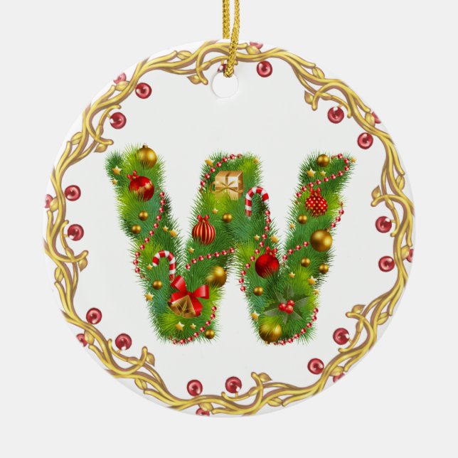 enfeites de natal monogrammed iniciais de W - (Frente)