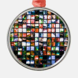 Enfeites de natal Multicolor Mosaico Quadrados