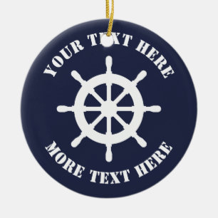 Enfeites de natal náuticos do leme do navio para 