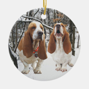 Enfeites de natal nevado das madeiras de Basset