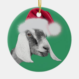 Enfeites de natal Nubian Goat Santa Hat