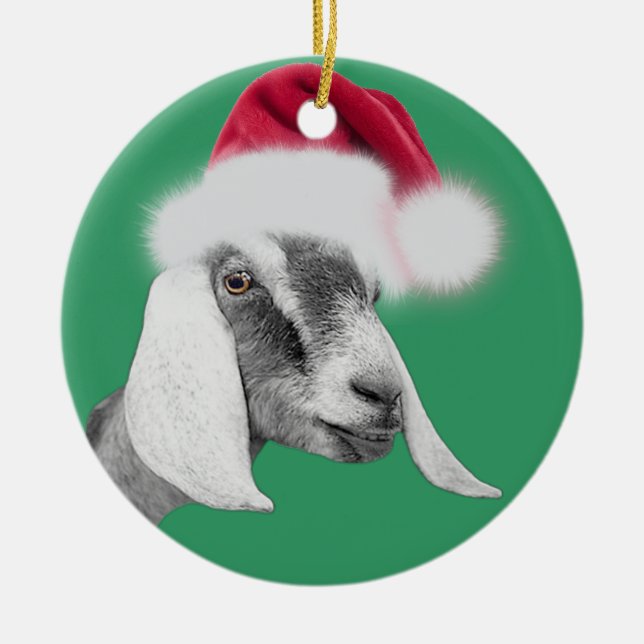 Enfeites de natal Nubian Goat Santa Hat (Frente)