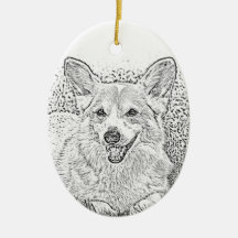 Enfeites de natal Oval Corgi