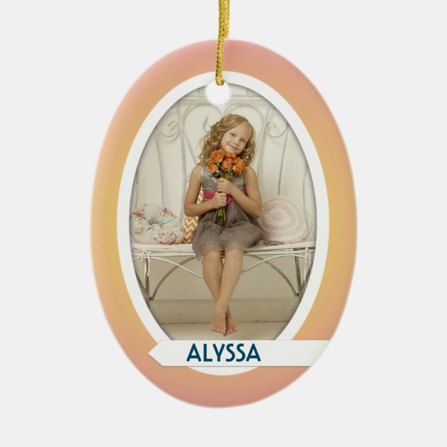 Enfeites de natal Oval de Foto Dupla (Frente)