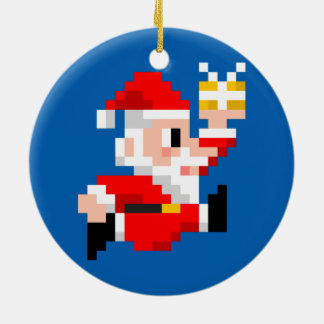 Enfeites de natal: Papai Noel de 8 bits (azul)