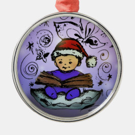 Enfeites de natal - papai noel do bebê que lê um