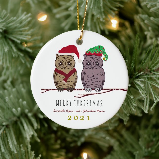 Enfeites de natal papai noel Owl e Elf Owl (Árvore)