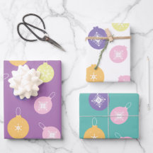 Enfeites de Natal Pastéis com Padrão de Flocos de