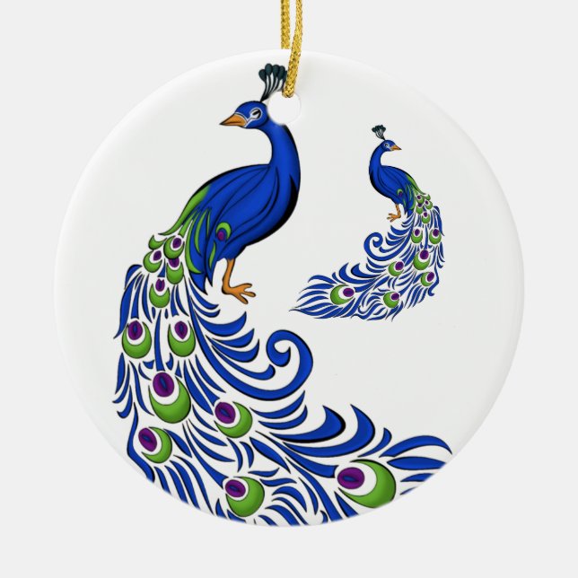 Enfeites de natal-Peacocks Ornament Cerâmico (Frente)